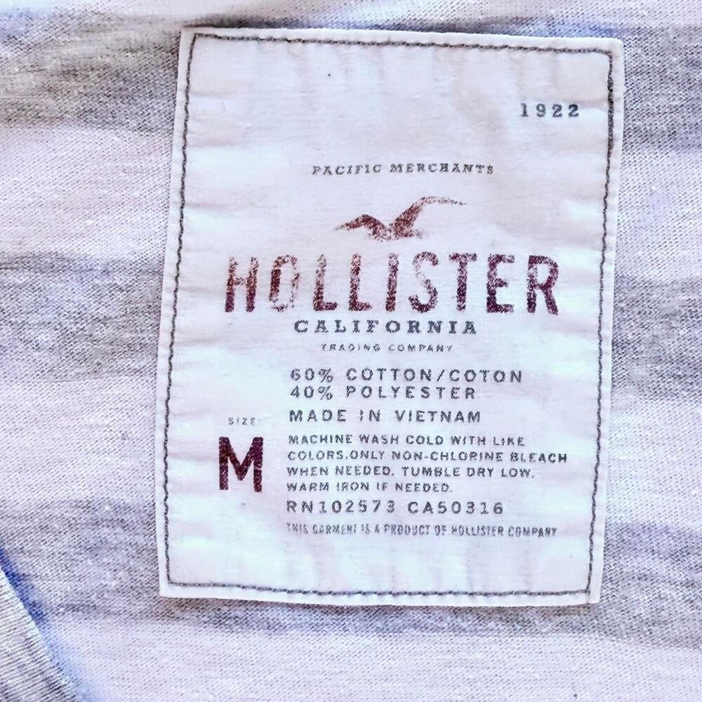 Vintage Y2K Hollister Co. Grey and White Cotton Blend T-shirt Women's Medium - Picture 2 of 2